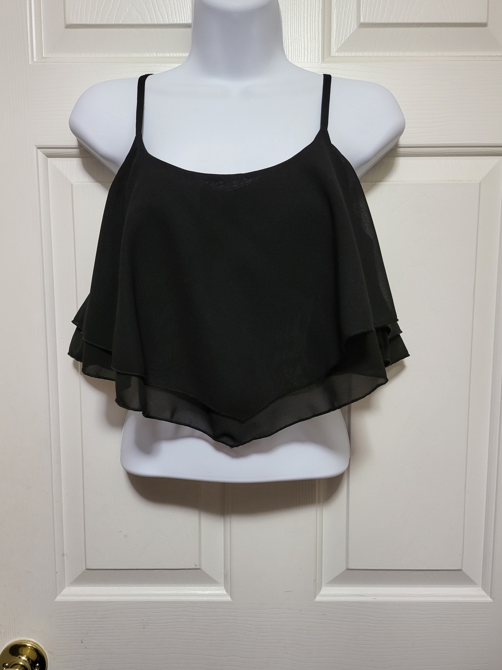 Sleeveless Black Layered Spaghetti-Strap Camisole